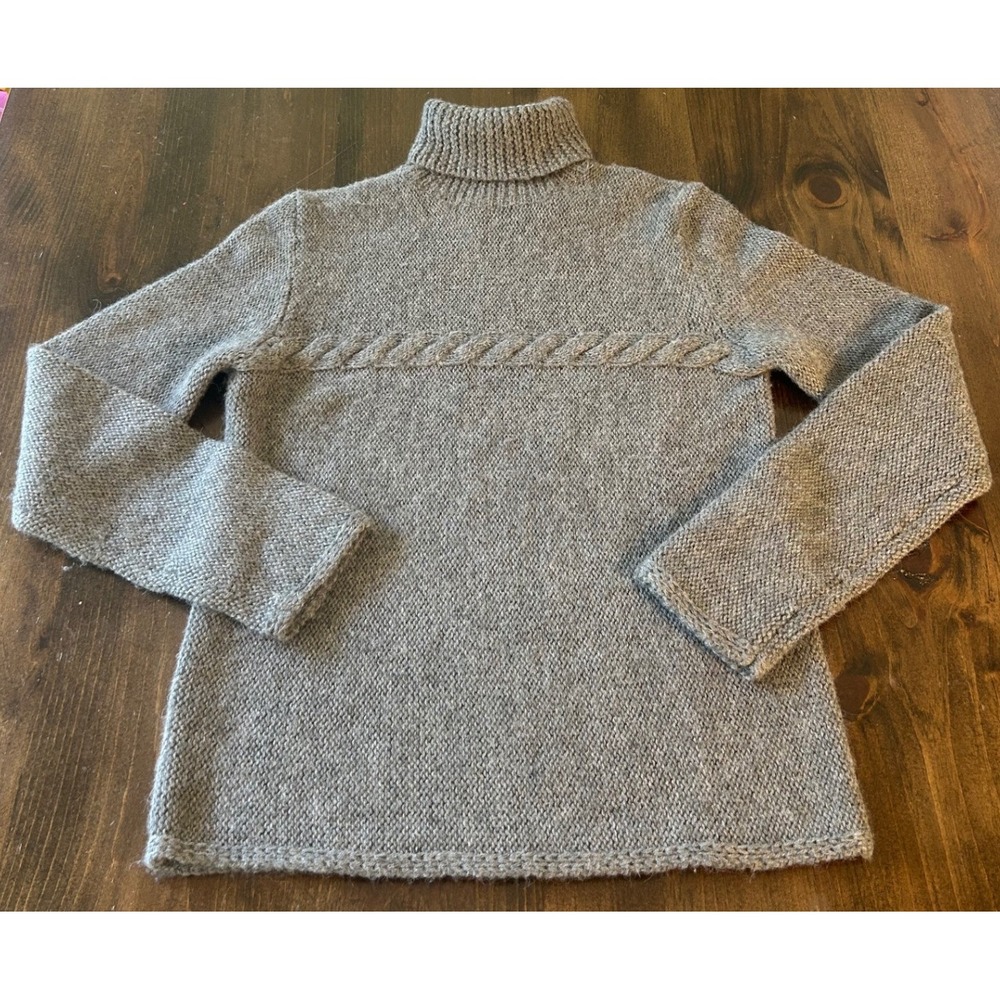 Vintage 90s Banana Republic 100% Alpaca Cable Knit Turtleneck Sweater Sm Chunky